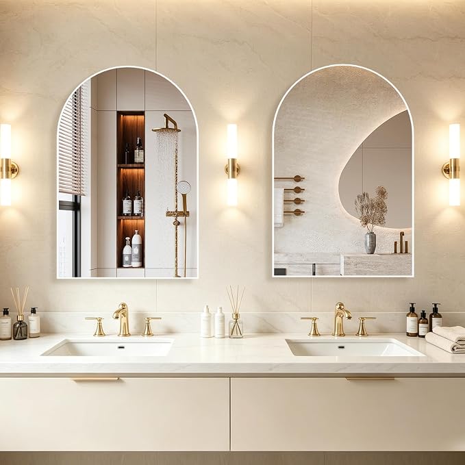 Arched Wall Mirror for Bathroom, 20"x30" Arched Mirror Wall Mounted Mirror with Metal Frame, White Vanity Mirror Decor for Mantle, Bedroom, Entryway, Living Room - Image 4
