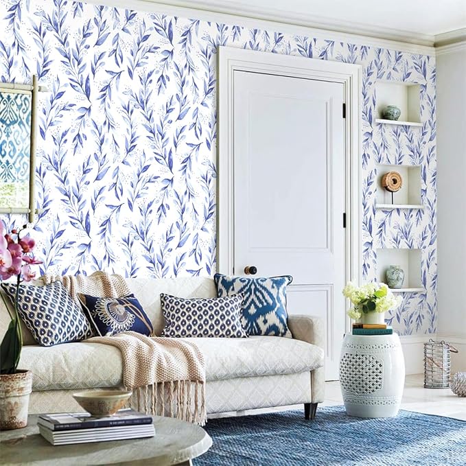 Livebor Leaf Peel and Stick Wallpaper Olive Leaf Contact Paper 17.7inch x 196.8inch Floral Leaves Wallpaper Peel and Stick Modern Farmhouse Wall Paper for Bedroom Neutral Self Adhesive Decorative - Image 7