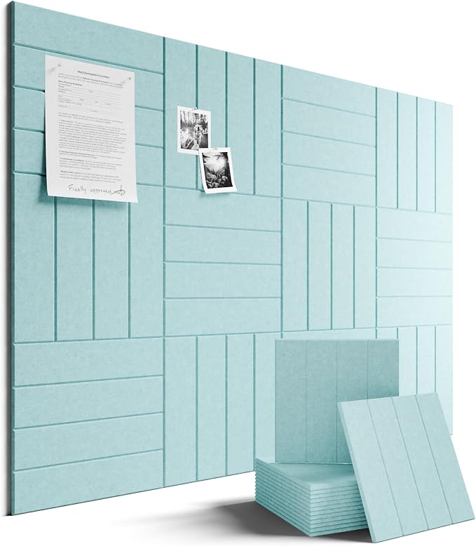 Fluxynara Felt Bulletin Board & Cork Board Alternative, Aqua Blue | 48" x 36" Pin board, Removable Adhesive Tabs, Easy Install Without Wall Damage, For Home Office Decor by FLUXYNARA