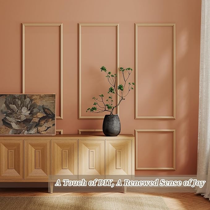 JBER Peel and Stick Wall Molding Kit, 6 Pre-Cut Wainscoting Panels | Ready-to-assemble pre-cut molding, 3D trim panels for interior wall décor, living room & bedroom, 3 top 3 bottom - Image 5