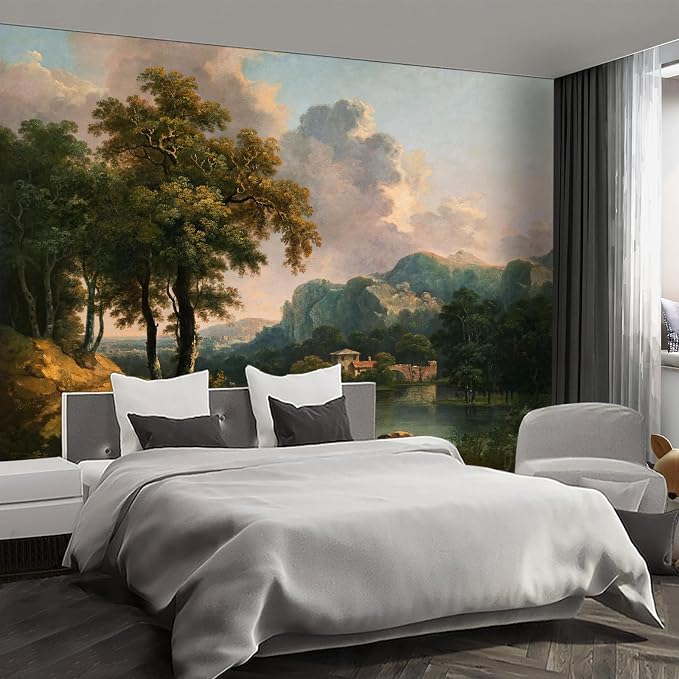 Forest Landscape Oil Painting wall murals Peel and Stick self Adhesive Wallpaper for Bedroom Living Room - 108"x157" by Fightal
