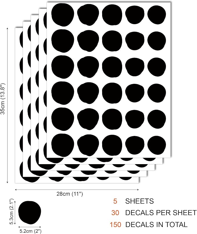 Black Irregular Dot Wall Decals, Scandinavian Geometric Wall Décor | Peel and stick matte black vinyl stickers for home, office, dorm. Stunning painted look for modern boho accent wall. - Image 6