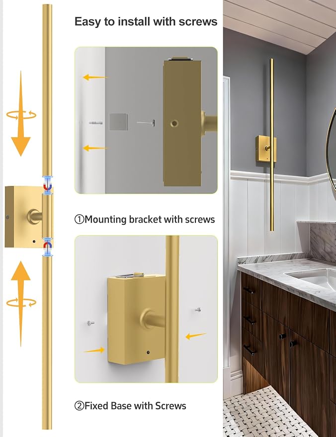 Battery Operated Wall Sconces Set of 2, Wireless Rechargeable Wall Lights | 10000mAh, Remote Control, 4CCT Dimmable, 360° Rotation, Modern Home Decor for Living Room, Bedroom, Picture Lighting, Gold - Image 7