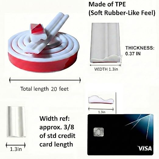 20FTx1.3IN Peel and Stick Wall Molding Trim, TPE Rubber Flexible Chair Rail for Mirror Frames, Doors & Home Decor - Matte White (Note: Heat Treatment Required for Best Adhesion) - Image 2