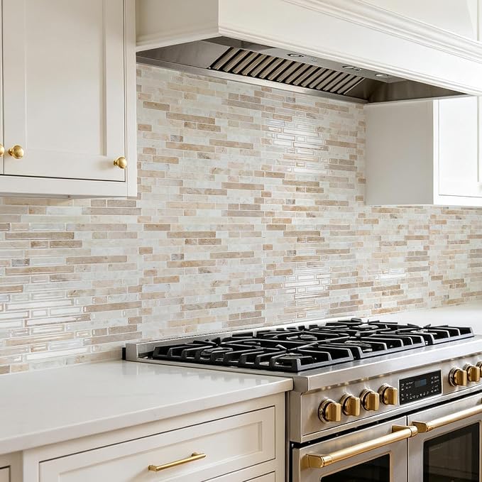 Art3d Linear Tile Peel and Stick Backsplash, 10-Pack, Eurasian Mocha Stone | 12 x 12 Inch, Enhanced Thickness, Warp Resistant, Strong Adhesion, Sturdy, for Kitchen, Bedroom, Ideal for Home Improvement - Image 2