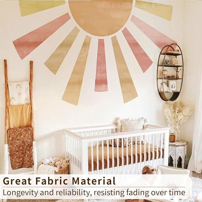Extra Large Pastel Boho Sun Mural for Nursery and Classroom | 94.49" x 57.48" Calming Texture Fabric Decal, Peel and Stick Huge Sun Rise Wall Mural for Kids Bedroom and Classroom - Image 5