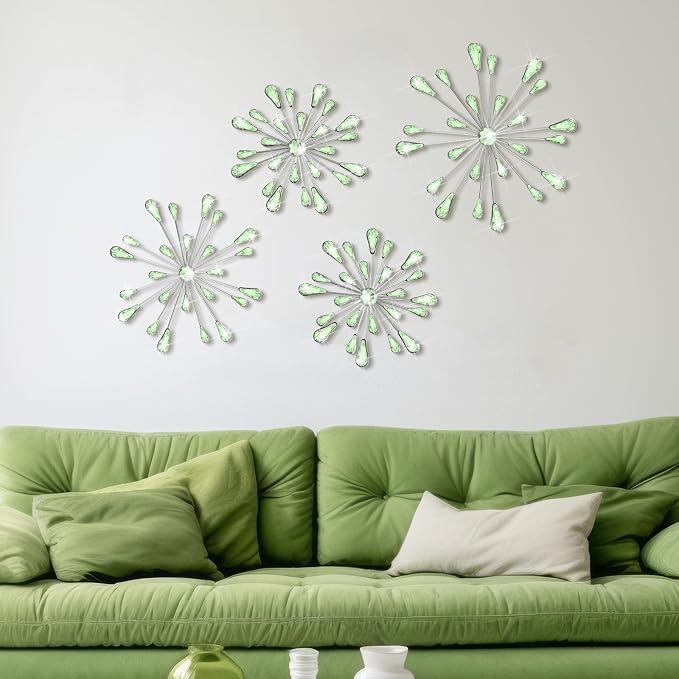 Hicarer 4 Pcs Starburst Wall Decor, Metal Wall Art, Green - Image 7
