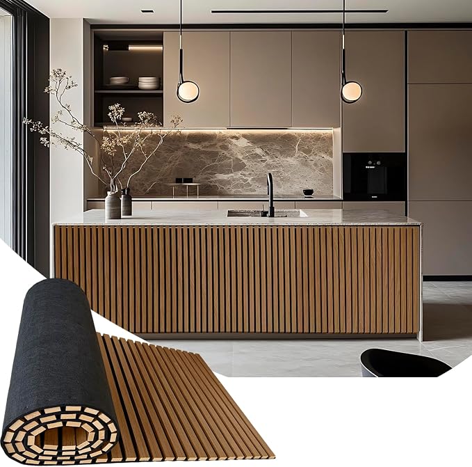 Acoustic Wood Panels for Wall,3D Flexible Fluted Sound Slat Panel (Walnut) | Soundproof ,Absorbing,Noise Cancelling,94.5 x 23.6in by TRAIN2ART