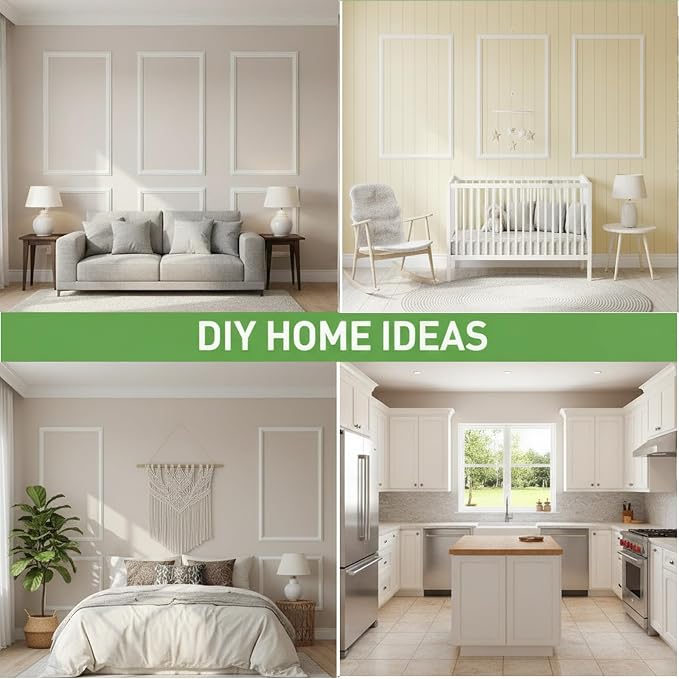 Pre Cut Wall Molding, 3 Set Wainscoting Panels Peel and Stick, 54 x 24 in | Paintable & Ready-to-Assemble, Lightweight Wall Moulding Panel for Living Room Bedroom Hallway Kitchen Island - Image 9
