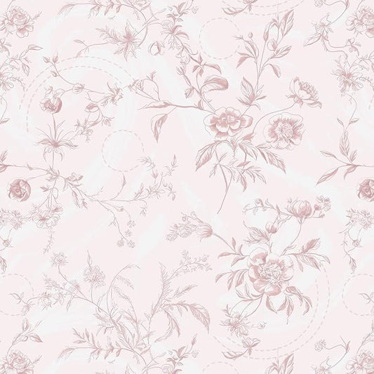 Ismoon Peel and Stick Wallpaper Floral Pink Stick on Wall Paper Vintage French Contact Paper for Cabinet Textured Removable Self Adhesive Wallpaper Vinyl Roll Shelf Deco, 17.3x78.7in by Ismoon