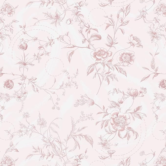 Ismoon Floral Peel and Stick Wallpaper Pink Stick on Wall Paper Vintage French Contact Paper for Cabinet Textured Removable Self Adhesive Wallpaper Vinyl Roll Shelf Deco, 17.3x196in by Ismoon