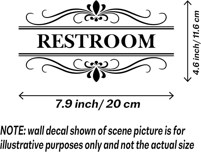Restroom Sign Wall Decal Vinyl Stickers | Removable, Cute Art Design, DIY Sticker Mural, For Restroom Bathroom Washroom WC Toilet Door Decoration - Image 2
