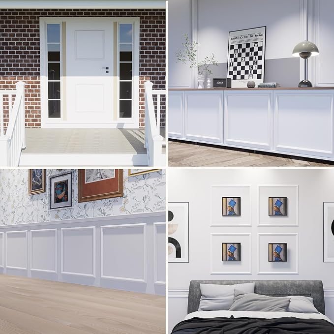 Peel and Stick Wall Molding, 4 Set 20" x 20" Premade Wainscoting Panels | Ready-to-Assemble Wall panel Kit, Paintable Molding Trim Decor for Living Room Bedroom Hallway Kitchen Island - Image 9