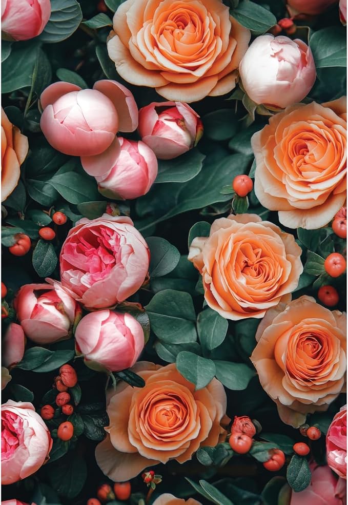 Main Street Peel and Stick Wallpaper Sheets, Fresh Roses, 12-Pack | 11 x 16 in sheet size; Covers up to 14.67 sq ft; Eco-friendly paper material; No paste or additional adhesive required by MainStreet