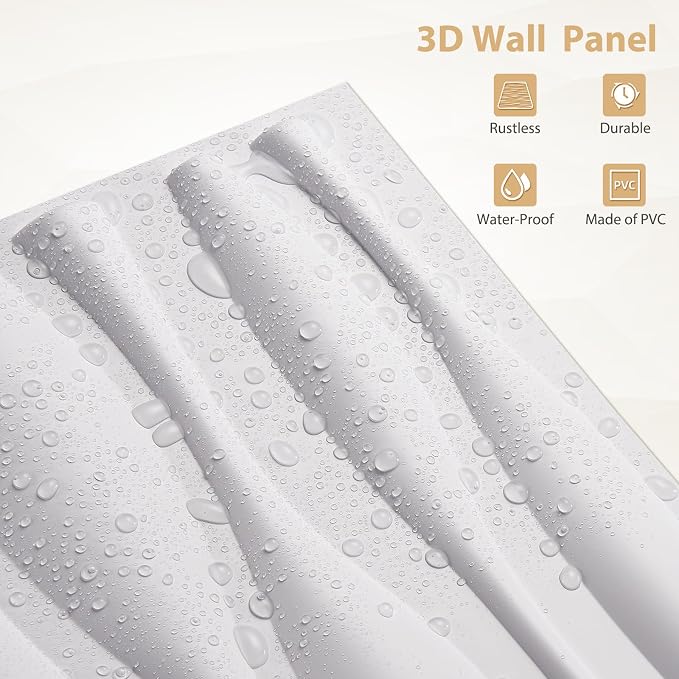 Heikki 30 Pack 3D Wall Panel for Interior Wall Décor, PVC Flower Textured Wall Panels for Living Room Bedroom Hotel Office, 11.8"x11.8", Double-Sided Tape (White-SP) - Image 2