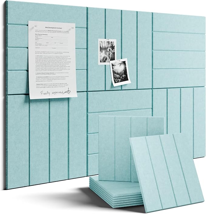 Fluxynara Felt Bulletin Board & Cork Board Alternative, Aqua Blue | 36" x 24" Pin board, Removable Adhesive Tabs, Easy Install Without Wall Damage, For Home Office Decor by FLUXYNARA