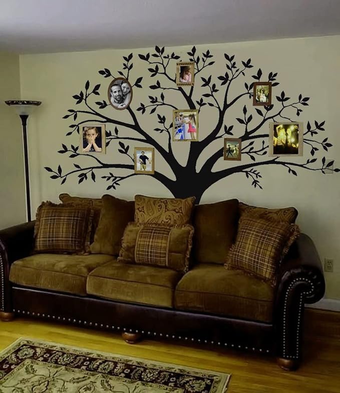 Giant Family Photo Tree Wall Decal Mural Art Vinyl Wall Stickers Living Room Baby Room Decor (Black) by MAFENT