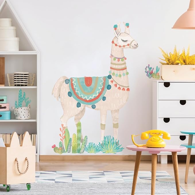 RoomMates RMK3839GM Watercolor Llama Peel and Stick Giant Wall Decals - Image 2