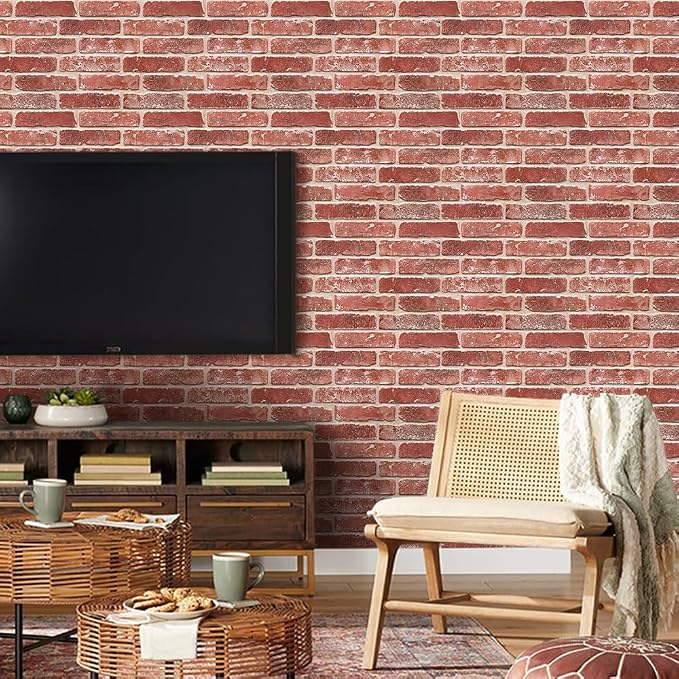 Commomy 3D Faux Brick Wall Panels - Ultra Thin PVC 10pcs 15.74" x 11.8" | Peel and Stick Brick Wall Covering for Quick DIY Interior Wall Decor,Not Real Brick (12.92 sq.ft) - Image 7