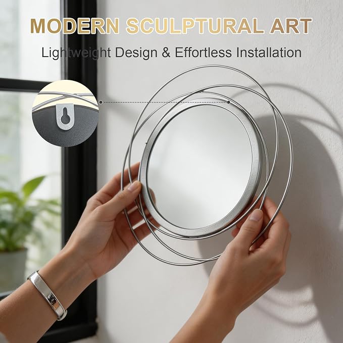 4 Piece Gold Round Wall Mirror Set Modern Metal Circles for Home Decor - Image 5