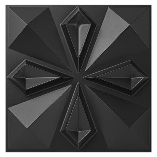 Art3dwallpanels 33 Pack 3D Wall Panels, Black PVC | 3D PVC Wall Tiles for Interior Wall Decor, Waterproof, Modern, Easy DIY for Residential and Commercial by Art3dwallpanels