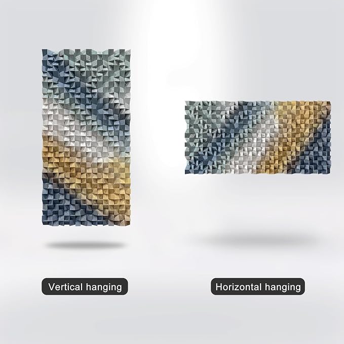 LIUZEYUE Layered Cube Relief, Large 3D Wood Wall Art, Large 3D Decor | textured wood wall art; slate blue and ivory, raised cube relief; living room tall-wall centerpiece; 27.6 x 55.1 in - Image 5