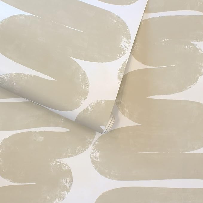 Tempaper x Bobby Berk Beige & White Wiggle Room Removable Peel and Stick Wallpaper, 20.5 in X 16.5 ft, Made in The USA - Image 5