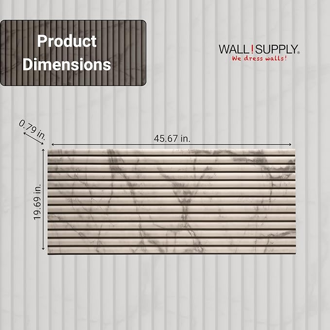 Wall!Supply 3D Wall Panels – Faux Marble Round Slatted – Home Decor Wallpaper Alternative for Living Room, Bedroom & Office – Easy DIY Installation – 4 Pack, Covers 24.96 Sq Ft | Lightweight EPS Foam, Wallpaper Alternative, Easy DIY Installation, Cover... - Image 4