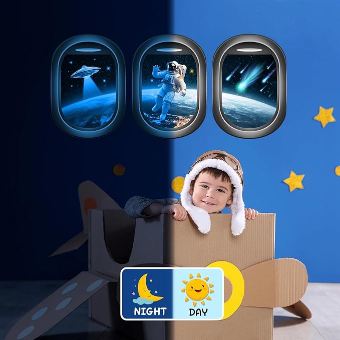 Quanhaigou Glow in The Dark 3D Space Wall Decals, Set of 3 Galaxy Window Stickers for Wall,Planet Themed Room Decor for Kids Boys - Image 2