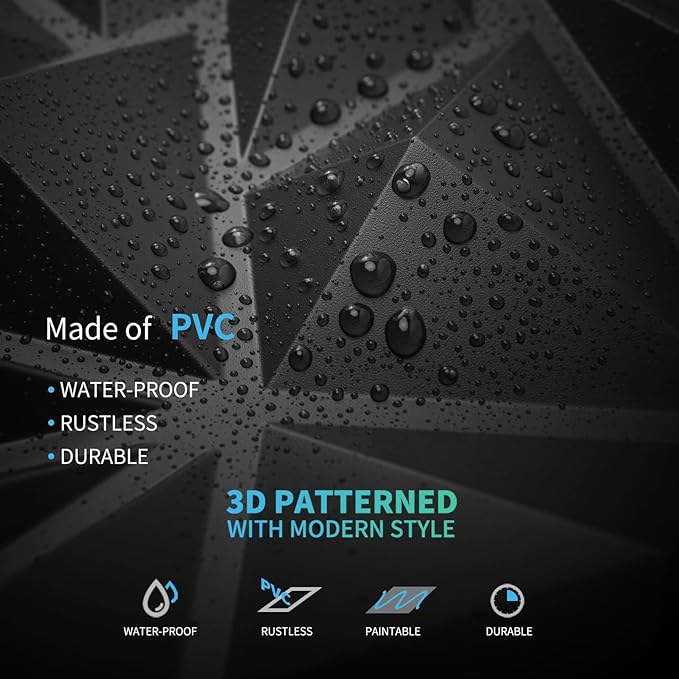 Art3d 33-Pack 3D Wall Panels for Interior Wall Decor, Modern Diamond Textured Accent Wall Paneling for Gaming Living Room TV Wall Background, 12 x 12 inch Black - Image 5