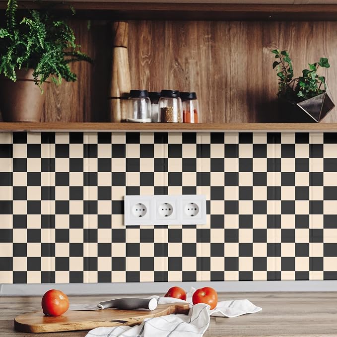 Drydiet Black Brown Checkered Peel and Stick Wallpaper 15.75'' X 118" | Plaid Funky Checkered Contact Paper, Waterproof Contact Wallpaper, Vintage Gingham Decor for Room Bathroom Cabinet, Trendy - Image 4