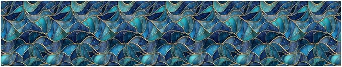 Blue Geometric Mosaic Wallpaper Border 196x4 Inch Peel and Stick Wall Border Removable Vinyl Wall Trim Modern Pattern for Kitchen Bathroom Laundry Room Home Decor - Image 8