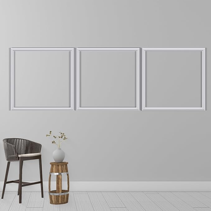 3 Set Panels Peel and Stick Premade Wainscoting Accent Wall Panels for Interior Wall Decor Easy DIY Build and Picture Frame Door Decor White (20 x 20 in) - Image 7