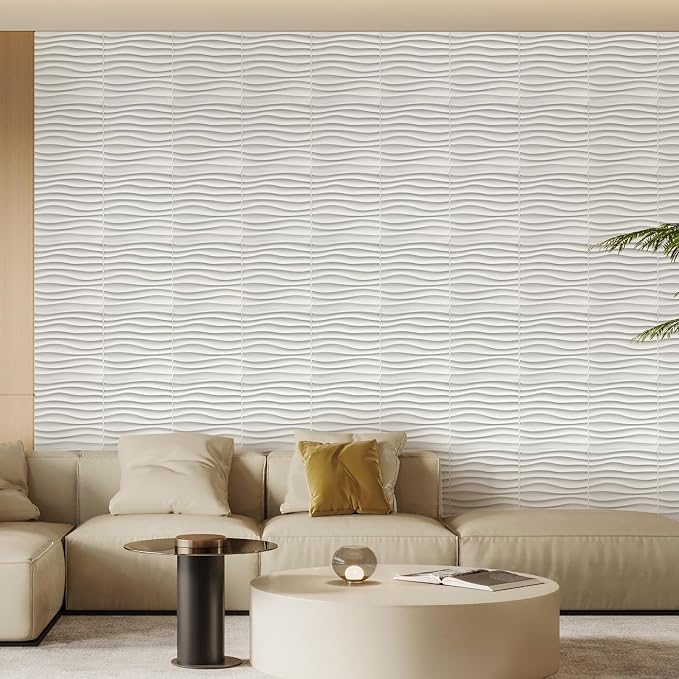 Heikki 30 Pack 3D Wall Panel for Interior Wall Décor, PVC Flower Textured Wall Panels for Living Room Bedroom Hotel Office, 11.8"x11.8", Double-Sided Tape (White-SMW) - Image 6