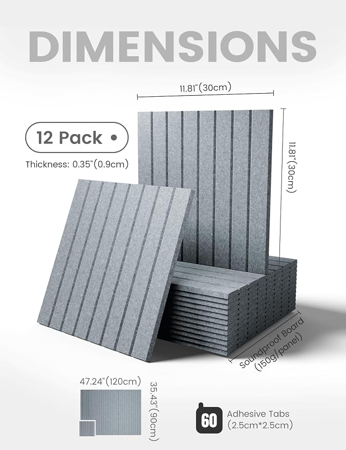 Fluxynara 48" x 36" Large Felt Bulletin Board, Blue Gray | 12 Pack Cork Board Alternative with 60 Safe Adhesive Tabs, Pin Boards for Wall Decor, Home, Office, Classroom,Dorm - Image 2