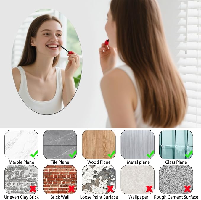 16.5 x 13 inch Frameless Oval Wall Mirror for Bathroom Sink - Image 5