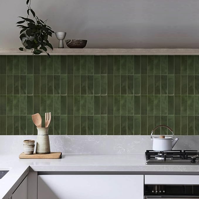 Select 5 Pack Peel and Stick Backsplash Square Tiles, 12x12 in, Green | Extra Thick 3D Wall Panels, Heat & Water Resistant, Easy DIY Kitchen, Bathroom, Laundry, Fireplace & Rental Home Wall Décor - Image 5