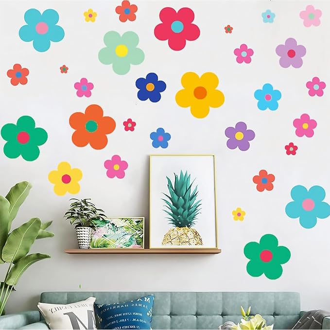 Arawat 9 Sheets Wall Stickers & Murals for Bedroom Living Room Bathroom Kitchen Flower Wall Decals Peel and Stick Floral Wall Decals Art Decor for Walls Boho Decorative Wall Stickers - Image 6