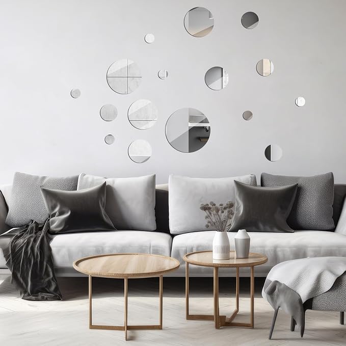 Jetec 16 Pcs 28 Pcs Round Glass Mirror Tiles for Wall - Image 6