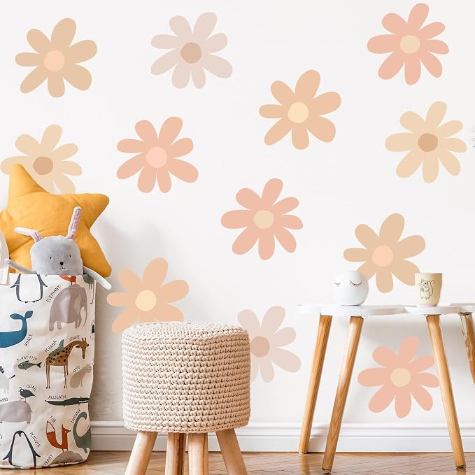 TaoBary 12 Sheet Large Daisy Wall Sticker Decal Boho Flower Wall Decal | Big Flower Wall Sticker, Floral Decal, Daisy Bedroom Room Decor, Removable Peel and Stick, Nursery Home Wall Decor by TaoBary