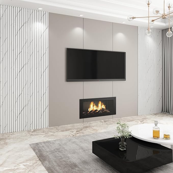 Slat Wall Panel 8-Pack, 118’’x6.1’’, Marble White | WPC Wall Panel for Interior Wall Decor, TV Background, Kitchen, Bedroom - Image 5