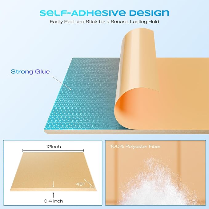 22 Pack Self-Adhesive Acoustic Panels, 12" X 12" X 0.4" High-Density Sound Proof Foam Panels for Walls, Soundproof Wall Panels for Home & Office (Apricot Pink) - Image 2