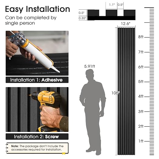 Acoustic Wood Slat Panels, Soundproof Wooden Wall Panels, 3D Fluted Panel for Interior Wall Decor, Living Room, Bedroom (Black, 106 * 50.4 inch) - Image 4