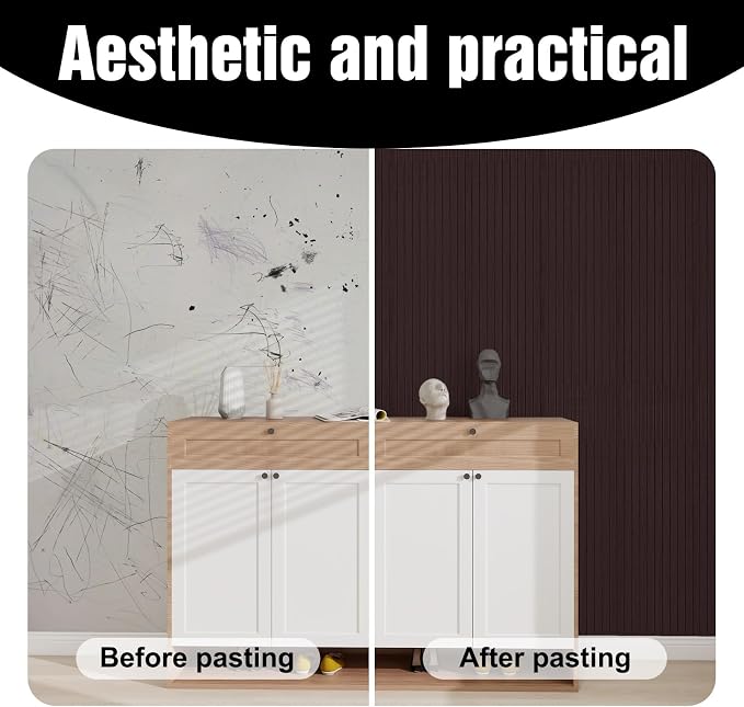 3D Wood Slat Wall Panels Peel and Stick Faux Wood Grain Thick Wallpaper 15.7"x236" Acoustic PET & IXPE Foam Paneling Self-Adhesive Decor for RV Living Room Bedroom Ceiling DIY Accent Wall Covering - Image 8