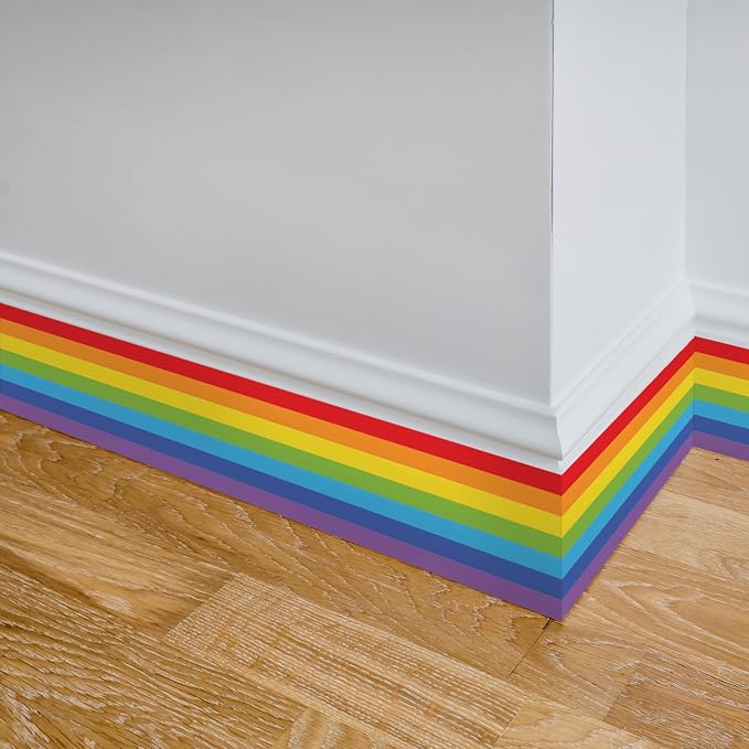 Rainbow Self-Adhesive Wall Border Sticker Nursery Peel and Stick Baseboard Tape Removable Waterproof Home Decoration Living Room Decals - Image 7