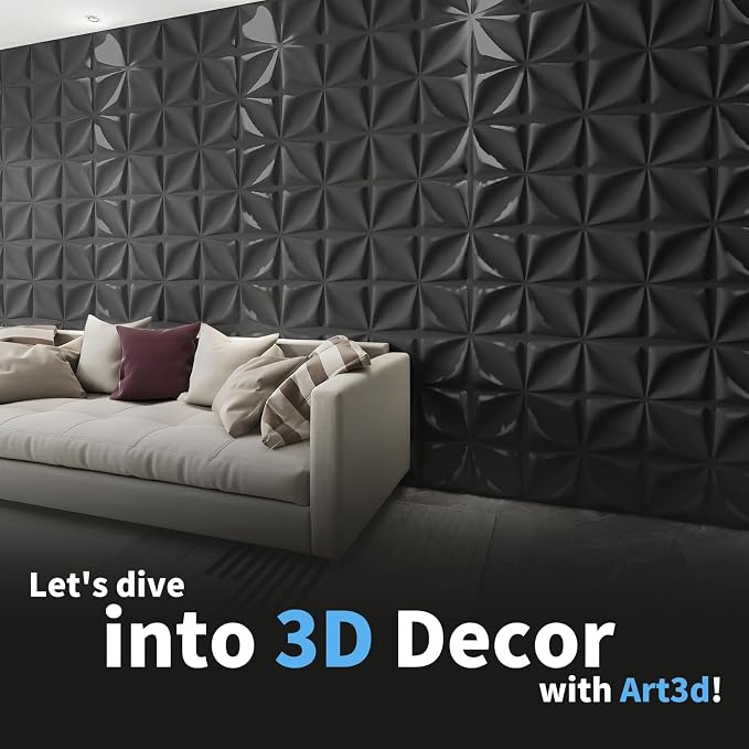 Art3d Decorative 3D Wall Panel, 32 Sq.FT PVC Interior Wall Decor for Living Room, Bedroom, Lobby, Office, Shopping Mall, Black - Image 7