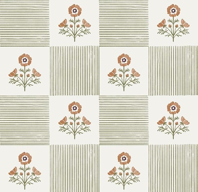 Guvana Green Floral Peel and Stick Wallpaper Boho Contact Paper Vintage Floral Self-Adhesive Removable Waterproof Wallpaper Renter Friendly 394"×17.3" for Bedroom Livingroom Hallway Cabinets Drawer by Guvana