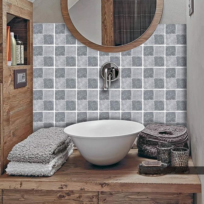Alwayspon 25 Pcs Self-Adhesive Peel and Stick Tile Decal, Water-Proof Backsplash Wall Tile Sticker for Kitchen Bathroom, 4x4inch - Image 4