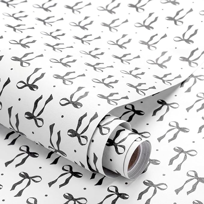 Drydiet Black Bow Wallpaper Peel and Stick Contact Paper 15.8 x 118.1 | Self Adhesive, Black Bow Coquette Design, Easy Apply Remove, Wall Sticker for Home Locker Dorm Classroom Living Room Decor by Drydiet