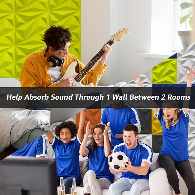 Art3dwallpanels Acoustic Panels, Fluorescent Green, 20 Pack, 12" X 12" | Soundproof Wall Panels, Sound Dampening, 3D Wall Panels, Sound Absorbing, Without Tape, Flame Retardant Formaldehyde Free - Image 4